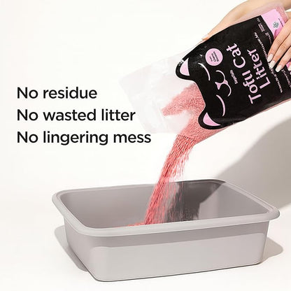 Natural Tofu Cat Litter, Fast Clumping and Scoops Easy, Dust-Free, Low Tracking, Quick Drying & Odor Control, Eco-Friendly Plant-Based Cat Litter 5.5lb/88oz – Cherry Blossom (1 Pack)