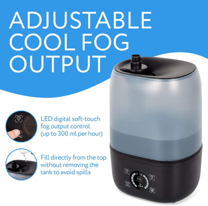 Evergreen Pet Supplies Reptile Fogger Humidifier - 4L Tank, Digital Timer - Automatic Misting System for Terrarium & Amphibian Enclosures