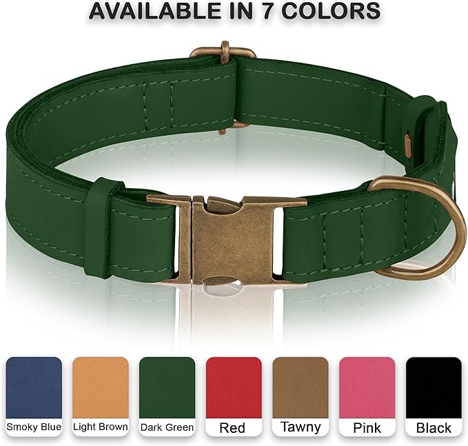 AirTag Dog Collar - Genuine Leather Dog Collar with Apple AirTag Holder and Metal Buckle - Smart GPS Tracking Pet Collars (Dark Green, S, 12"-15" Neck Fit)