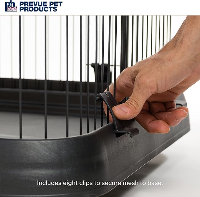 Prevue Pet Products Deluxe Cat Home - Cat Cage Home with 3 Levels, Spacious Indoor Pen, Includes Hammock, Durable & Easy to Clean Kennel, with Rolling Wheel Casters - Black