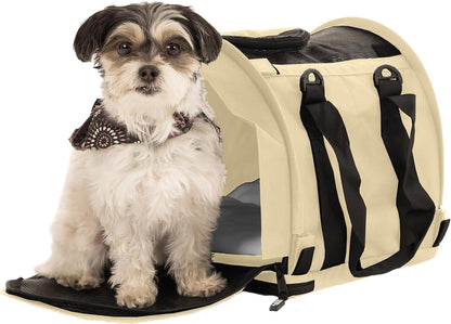 SturdiBag Pro 2.0 Pet Travel Carrier for Cats and Dogs | Soft Sided Pet Carrier Bag with Safety Clips and Seatbelt Straps for Airplane or Car Travel | Cube, Bone - Pawvie