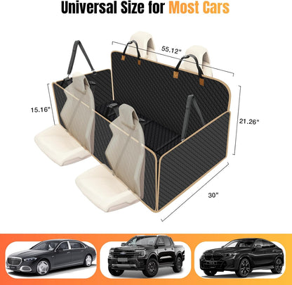 Dog Car Seat Cover for Back Seat, Dog Car Bed Cover with Strong Hard Bottom, Car Back Seat Extender Hammock for Car SUV Truck,4 Panels Black Large Size - Pawvie
