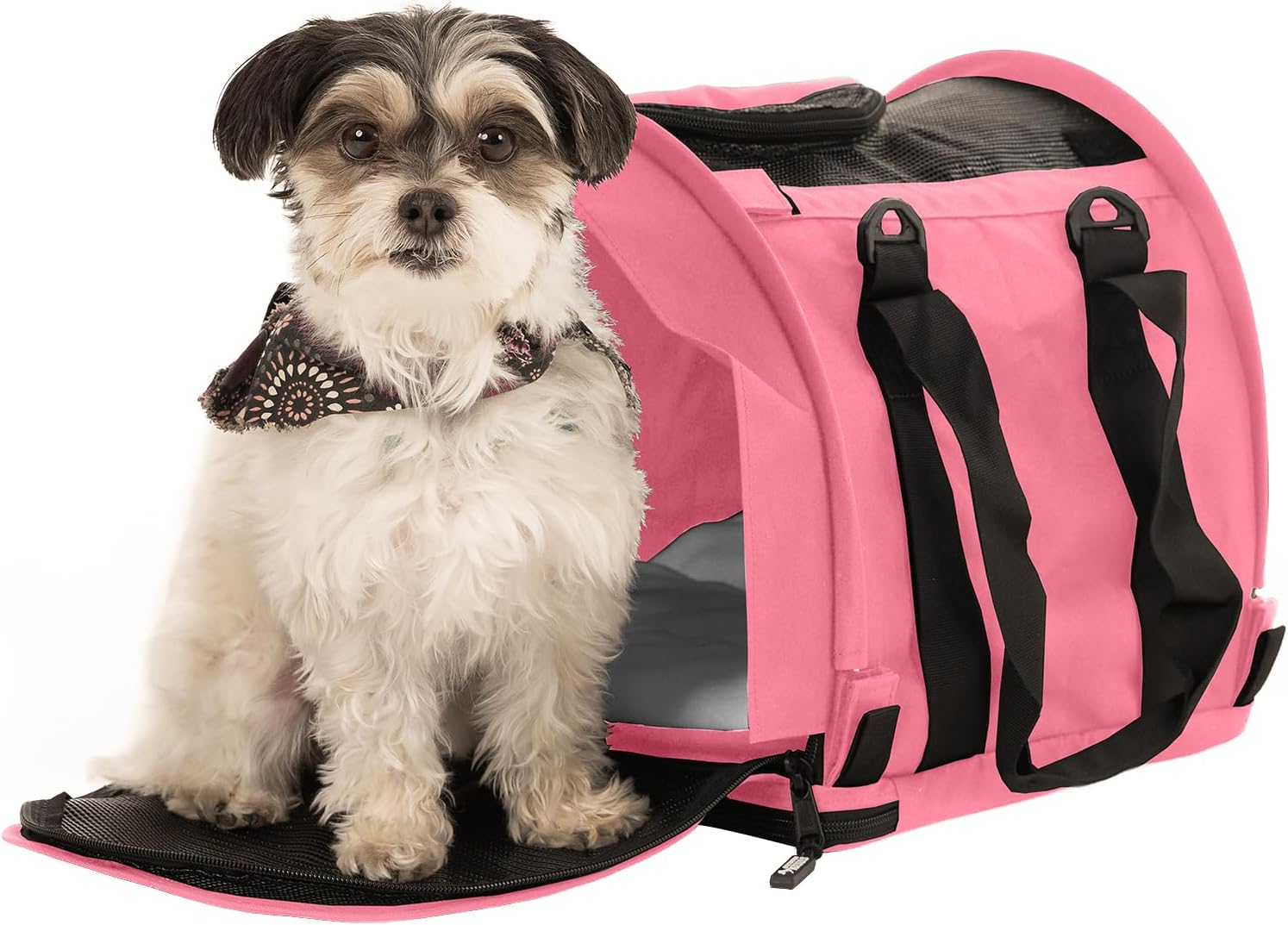 SturdiBag Pro 2.0 Pet Travel Carrier for Cats and Dogs | Soft Sided Pet Carrier Bag with Safety Clips and Seatbelt Straps for Airplane or Car Travel | Cube, Soft Pink - Pawvie