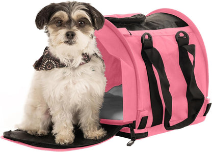 SturdiBag Pro 2.0 Pet Travel Carrier for Cats and Dogs | Soft Sided Pet Carrier Bag with Safety Clips and Seatbelt Straps for Airplane or Car Travel | Cube, Soft Pink - Pawvie