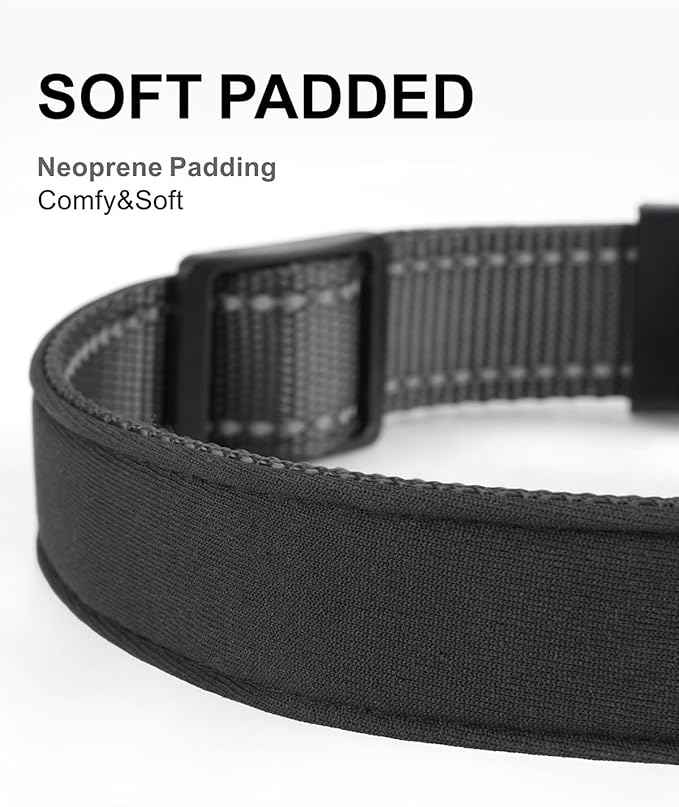 TagME Airtag Dog Collar,Waterproof Reflective Pet Collar with Airtag Holder,Soft Padded and Double D-Rings for Medium Dogs,Black