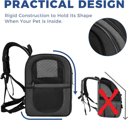 Apollo Walker Dog & Cat Carrier Backpack for 4-15lb Pets - Ventilated Safe Design with Padded Back Support, Breathable Mesh Pet Backpack for Hiking, Travel, Outdoor (Black)