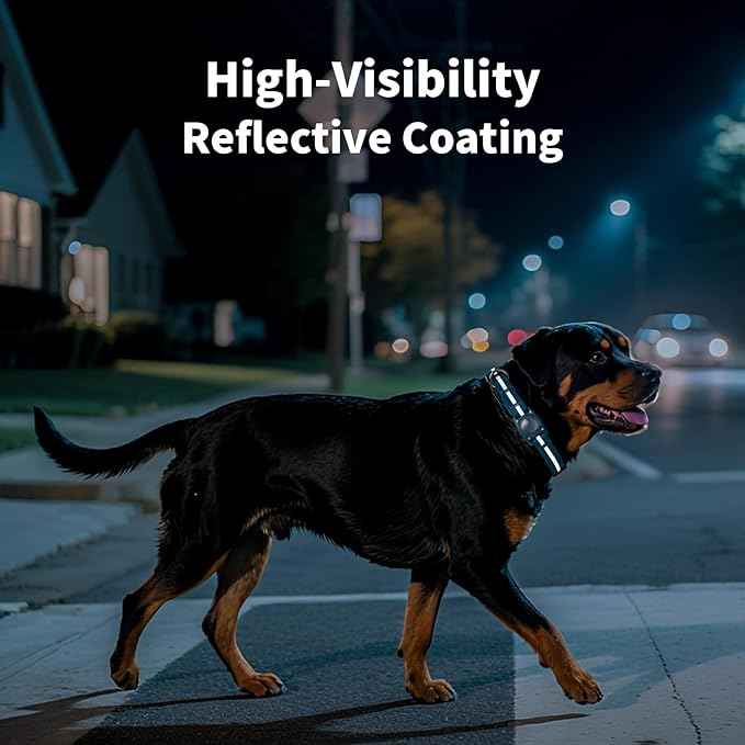 PetIsay AirTag Dog Collar with Built-in Holder – IP68 Waterproof Biothane Dog Collar, Reflective, Odor-Proof, Adjustable Heavy-Duty Tracking Collar for Dogs, Secure AirTag Holder(Blue, S)