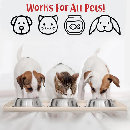 DogBuddy Dog Food Mat – Waterproof Dog Bowl Mat for Food and Water, Silicone Pet Feeding Mats for Floors, Non-Slip Placemat with High Edges for Dogs Bowls, Puppy Essentials (S: 19" x 12", Vanilla)