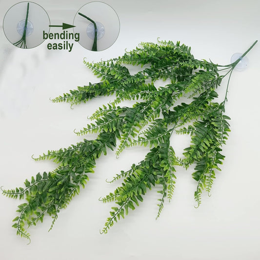 2pcs Reptile Plants for Bearded Draded Tank Accessories, Terrarium Plants Artificial Decor for Snake Cage, Fake Plant for Leopard Gecko Habitat, Lizard Chameleon Ball Pythons (Group B2)