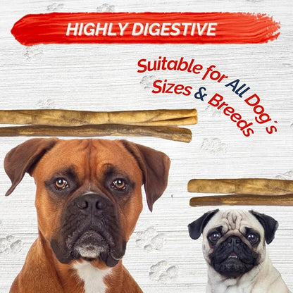 Natural Collagen Sticks for Dogs 12 Pack - 12 Inches Long-Lasting Alternative to Bully Sticks, Rawhide-Free Collagen Chews w/Chondroitin & Glucosamine for Joint Support & Dental Health