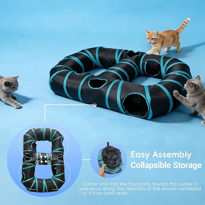 Interactive Cat Toys, Fast Rolling Toy Ball in Figure-8 Cat Tunnel, Automatic cat Toy for Indoor Cats, Cat Hunting Toys for Indoor Cats