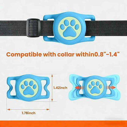 2 Pack Waterproof Airtag Dog Collar Holder for Apple Air Tag, Silicone Dog Airtag Holder for Dogs & Cat Collars (Pink&Blue)