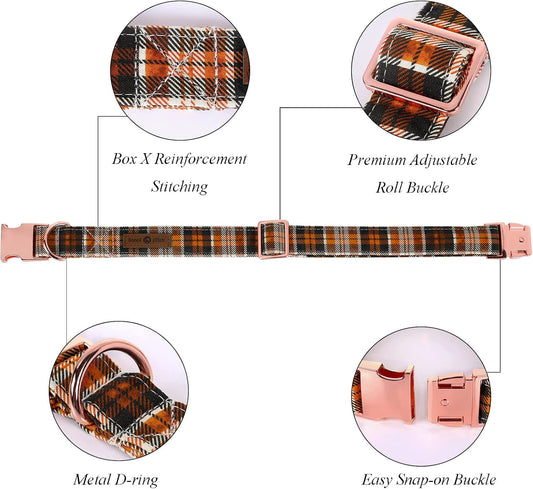 Lionet Paws Halloween Dog Collar with Bowtie - Cute Cotton Adjustable Fall Bowtie Dog Collar with Metal Buckle for Small Medium Large Dog Girl Boy Gift, XXS, Neck 7-11in