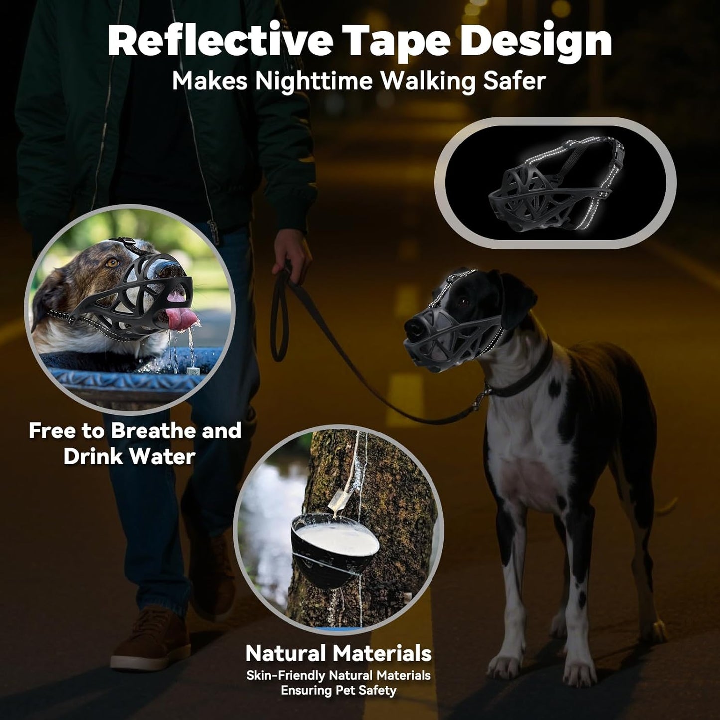 Dog Muzzle for Large Dogs, Medium and X-Large Aggressive Dog, Breathable Basket Muzzles, Suitable for Grooming Trimming Training, Allows Panting Drinking (Black, M)