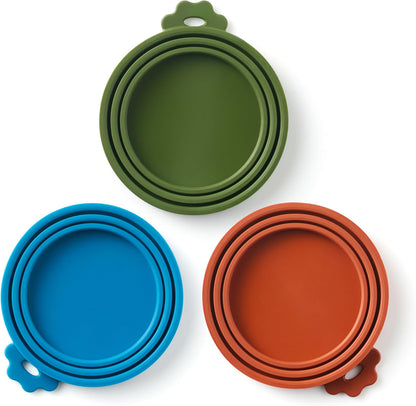 3 Pack Universal Pet Food Can Covers Lids - One fit 3 Standard Size Cans for Cats and Dogs Food Cans - Easy to Clean - Safe Silicone - Forest Ember