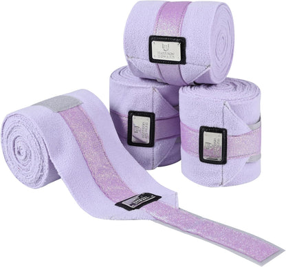 Harrison Howard Horse Polo Wraps Upgrade with Bling Leg Wraps for Horses 4-Pack Fleece Leg Wraps Stable Supplies Lavender L