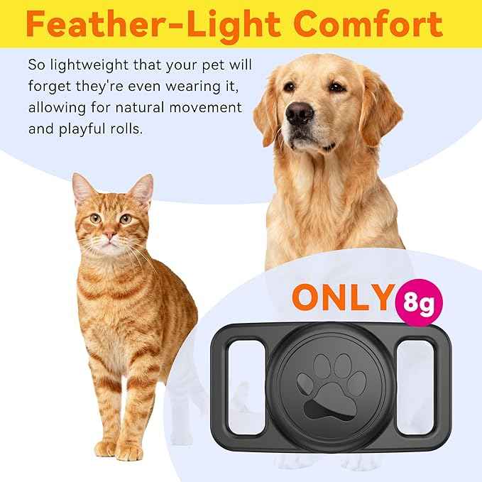 for Airtag Dog Collar Holder (1-Pack Black) | Waterproof & Secure Silicone Case for AirTag | Anti-Lost Pet Tracker Cover for Dogs & Cats