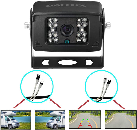 Truck Backup Camera with Parking Line Switch ON/Off for Bus/Travel Trailer/Van/Fifth Wheel/RV Camper