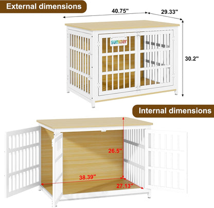 EasyCom Heavy Duty Dog Kennel Indoor with Name Tag, 41" Dog Crate Furniture for Medium Dogs, Double-Doors Sturdy Metal Dog Cage for Anxiety Dog, Decorate House as TV Stand, End Table, Bedside Table