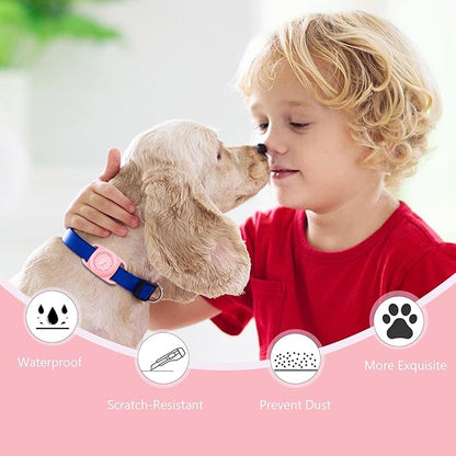 Airtag Dog Collar Holder, [1 Pack] Waterproof Protective Case for Apple AirTag, Durable & Lightweight with Full-Body Protection, Soft Silicone, Pink