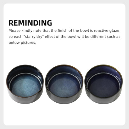 Ceramic Set of 2 Cat Bowls, Food and Water Bowls for Cats, Kitty, 2pcs Cat Dishes, Pet Feeder(5.1inch, 2 x Starry Sky Bowls)