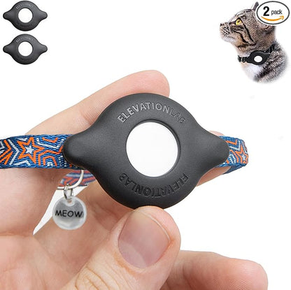 AirTag Cat Collar Mount - TagVault™ - The Secure & Compact AirTag Holder for Cats | Doesn't Dangle, for Small Dogs Too | Elevation Lab (2 Pack)