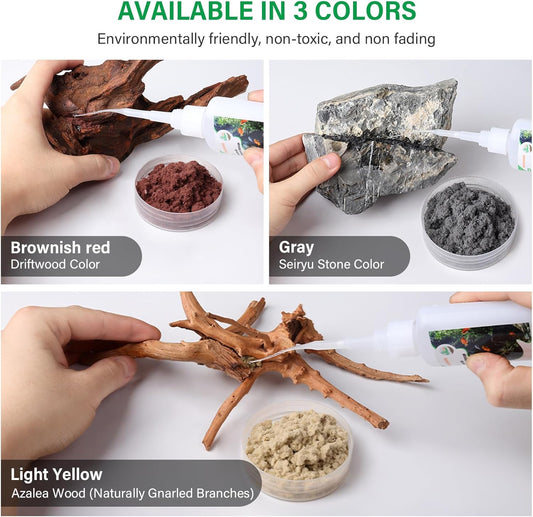 Cotton Wool for Aquascape - Gap Filler Cotton for Rocks & Wood | Aquarium Safe Bonding Material | Secure Adhesive Helper(Gray (Seiryu Stone Color))