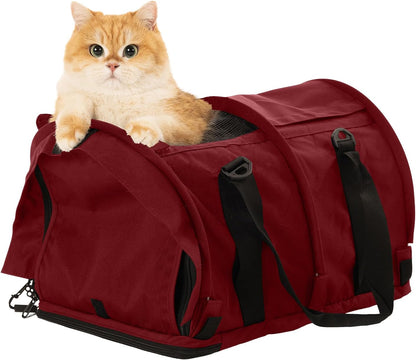 SturdiBag Pro 2.0 Pet Travel Carrier for Cats and Dogs | Soft Sided Pet Carrier Bag with Safety Clips and Seatbelt Straps for Car Travel | XL, Bordeaux - Pawvie