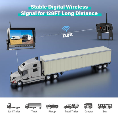 10" Wireless Backup Camera System, HD 1080P Digital Back Up Camera Systems with 10 Inch Quad Split DVR Monitor for Truck, RV, Trailer, W102