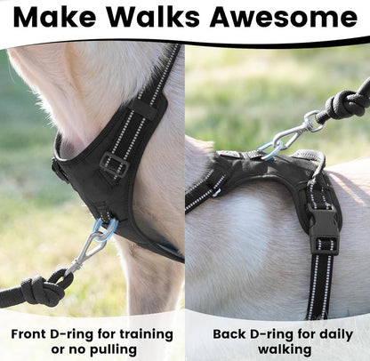 No Pull Dog Harness, Reflective Puppy Vest for Small Medium Large Sized Dog(Black,XL)