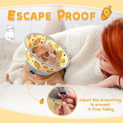 Cat Cone Collar Soft to Stop Licking, Adjustable, Foldable Lightweight Kitten Cones After Surgery Recovery for Cats & Kittens, Cat Cone Alternative (Orange, L)
