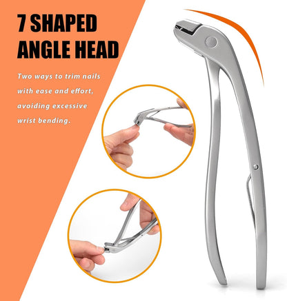 Angled Head Large Toenails Clippers for Seniors, Nail Clipper for Thick Toenails and Fingernails, Nail Cutter with Catcher, Nano Glass Nail Buffer, Gifts for Stocking Stuffers Men Women