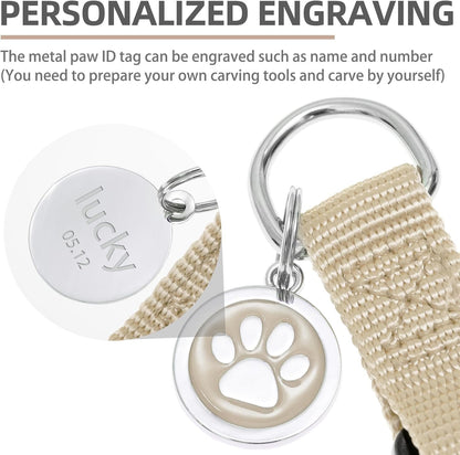 PUPTECK No Pull Dog Harness Soft Adjustable Basic Nylon Step in Puppy Vest Outdoor Walking with ID Tag Cream