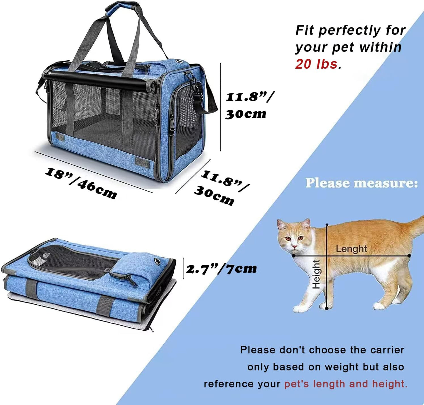 Pet Carrier for Large and Medium Cats, Soft-Sided Pet Carrier for Big Medium Cats and Puppy, Dog Carriers Cat Carriers Pet Privacy Protection Travel Carriers - Pawvie