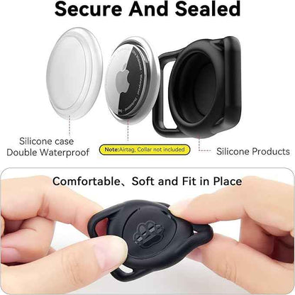 2 Pack for Airtag Dog Collar Holder,IPX8 Waterproof for air Tags-2 Pack,for Apple GPS Tracker Accessories丨Compatible with Apple AirTags丨Fits≤ 1.2" Width Collar for Dog cat Pets（Black+Blue）