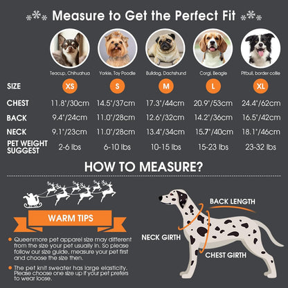 Queenmore Dog Christmas Sweater,Turtleneck Knitted Pullover Xmas Dog Clothes Sweatshirt,Pet Christmas Outfit, Warm Doggy Sweaters for Small Dogs Boy Girl L