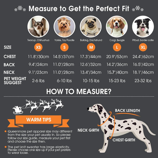 Queenmore Dog Christmas Sweater,Turtleneck Knitted Pullover Xmas Dog Clothes Sweatshirt,Pet Christmas Outfit, Warm Doggy Sweaters for Small Dogs Boy Girl,XS