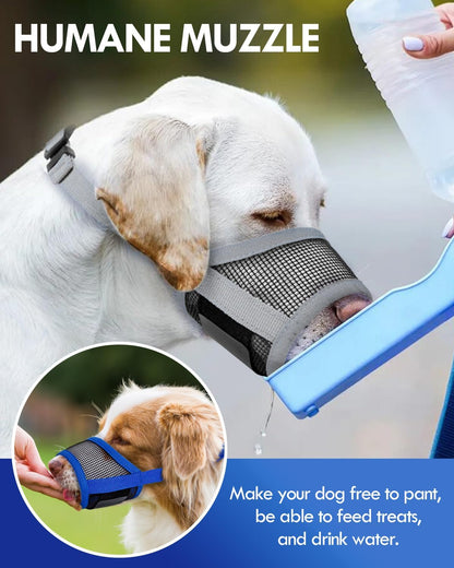 Dog Muzzle, Soft Air Mesh Muzzle for Small Medium Large Dogs Anti Biting Barking Chewing, Breathable Drinkable Adjustable Loop Pets Muzzle for German Shepherd Husky Labrador Retriever (Grey,L)