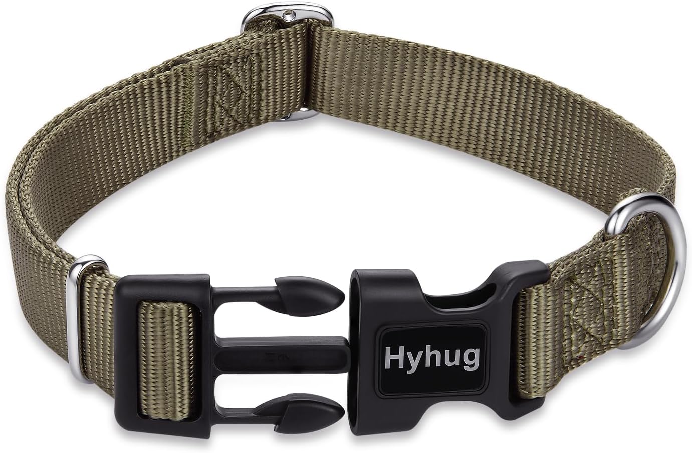 Hyhug Puppy Collar with Quick Release Buckle, Nylon Adjustable Durable Cute Dog Collar for Small Dogs, Male and Female(Small, Military Green)