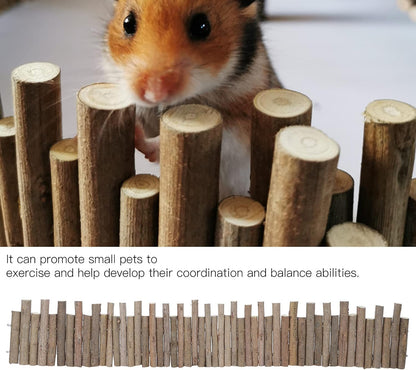Ejoyous Hamster Wooden Bridge, Wood Ladder Hamster Fence Hideout Cage Bedding Climbing Toys for Syrian Hamsters Gerbil Small Animals (30CM Fence)