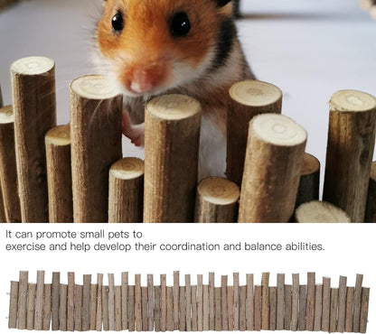 Ejoyous Hamster Wooden Bridge, Wood Ladder Hamster Fence Hideout Cage Bedding Climbing Toys for Syrian Hamsters Gerbil Small Animals (60CM Fence)