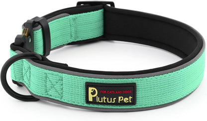 Plutus Pet Tactical Dog Collar, Reflective, Adjustable Heavy Duty Dog Collar, Soft Padded and Comfortable, for Small Medium and Large Dogs (Teal, XL)