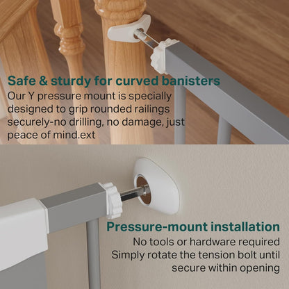 Cumbor 29.7"-51.5" Extra Wide Baby Gate for Stairs, Mom's Choice Awards Winner-Dog Gates for Doorways, Pressure Mounted Walk Through Pet Gate Indoor, Safety Auto-Close Child Gate for Kids, Gray