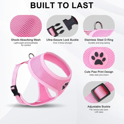 BINGPET No Pull Dog Harness,Soft Mesh Breathable All Weather Vest Harness,Safety Protection Design Durable Adjustable Step-in Easy Walk Dog Harness for Small Medium Large Dogs(LightPink,L)