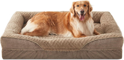 INVENHO Orthopedic Dog Beds Large Sized, XL Washable Egg-Crate Memory Foam Dog Couch with Washable Removable Cover, Waterproof Lining and Nonskid Bottom