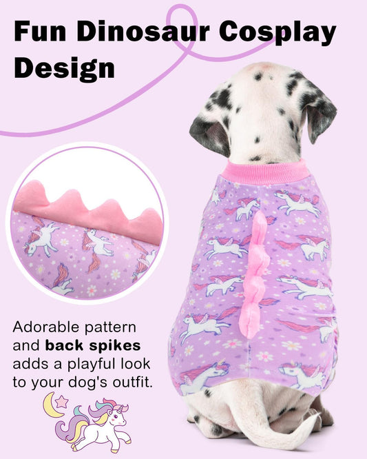 CuteBone Dinosaur Costume Dog Pajamas, Stretchy Spandex Crystal Velvet Sleepwear Coat for Small Dogs, Soft & Warm Pet Outfit Clothes for Cold Weather, Cozy Pullover Design COSP11XS