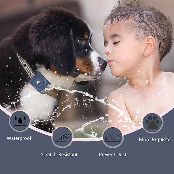 Airtag Dog Collar Holder, [2 Pack], Waterproof Protective Case for Apple AirTag, Durable & Lightweight with Full-Body Protection, Soft Silicone, DarkBlue