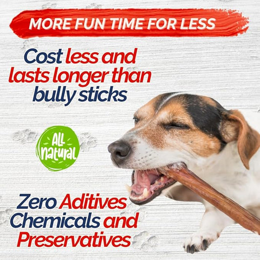 Natural Collagen Sticks for Dogs 15 Pack - 6 Inches – Long-Lasting Alternative to Bully Sticks, Rawhide-Free Collagen Chews with Chondroitin & Glucosamine for Joint Support & Dental Health