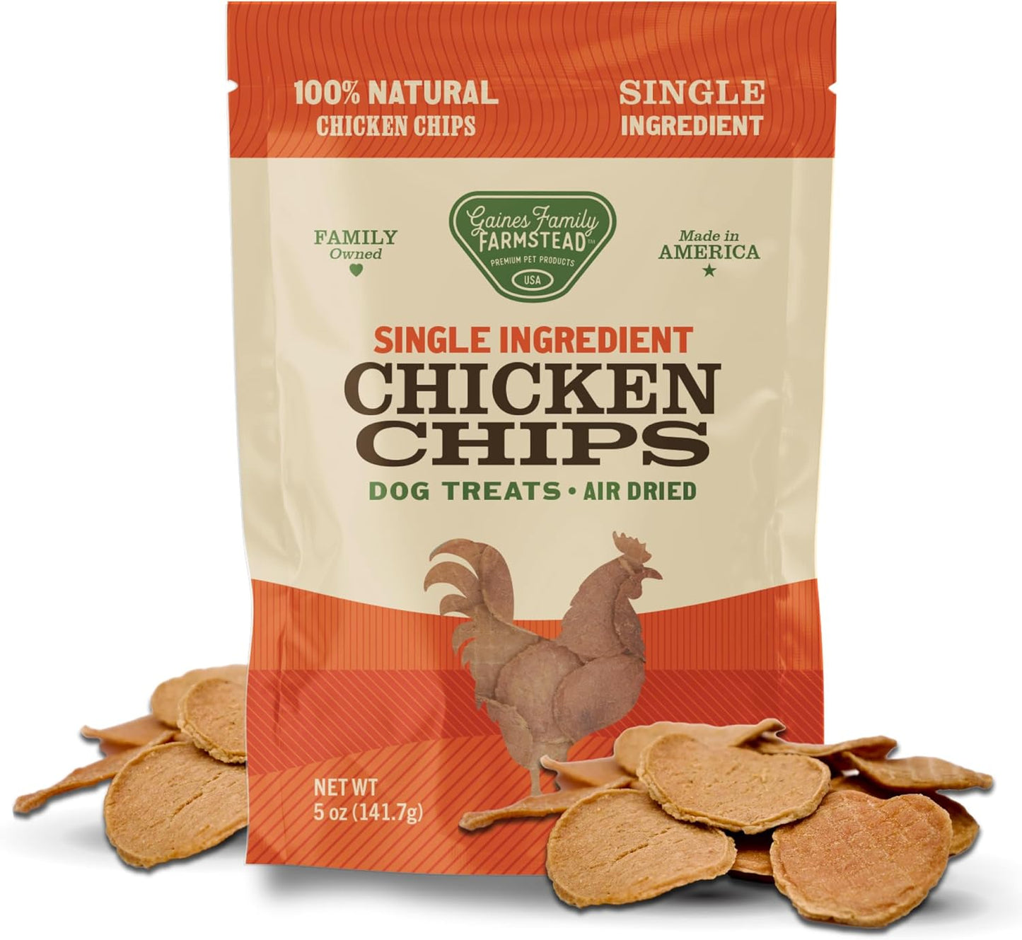 Gaines Family Farmstead Chicken Chips for Dogs – 6 oz Natural, High-Protein Dog Treats, Rawhide-Free Chews, Single Ingredient, Grain-Free, Made in USA