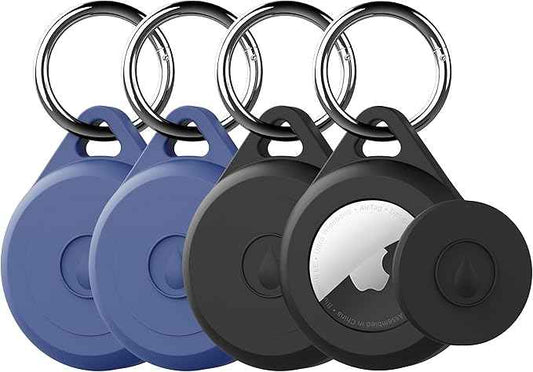 Air tag Keychain Holder Case for Apple Air tag, 4 Pack of IPX8 Waterproof, Fully Shockproof, Anti Scratch Air tag Holder Case for Key, Kid, Bag, Luggage, Pets Collar